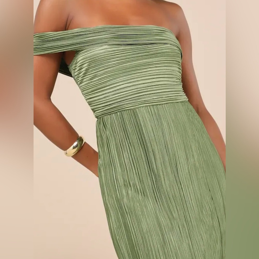 Lulus Poised Performance Elegant One-Shoulder Green Maxi Dress-Small - Picture 2 of 14